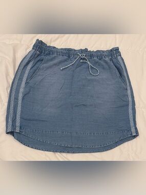 Cloth & Stone Anthropologie Side Stripe Chambray Drawstring Mini Skirt Large